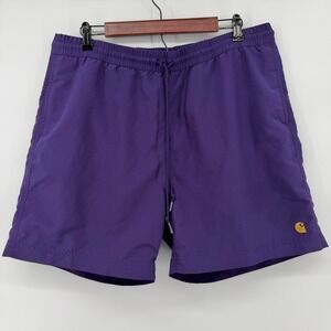 Carhartt WIP Chase Swim Trunks Mens XL Purple Mesh Lined Drawstring Summer Beach